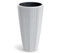 B2C Flowerpot Ridged Planter With Insert Indoor Outdoor Modern Elegant & Stylish Round Tall W40Cm X H73Cm White
