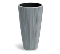 B2C Flowerpot Ridged Planter with removable insert Indoor Outdoor Modern Vertical grooves textured for home office patio garden decoration (Light Grey, W40cm x H73cm)