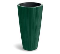 B2C Flowerpot Ridged Planter with removable insert Indoor Outdoor Modern Vertical grooves textured for home office patio garden decoration (Pine Green, W40cm x H73cm)