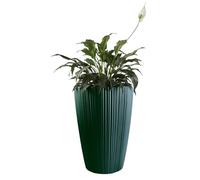B2C Flowerpot Ridged Planter with removable insert Indoor Outdoor Modern Vertical grooves textured for home office patio garden decoration (Pine Green, W30cm x H40cm)