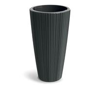 B2C Flowerpot Ridged Planter with removable insert Indoor Outdoor Modern Vertical grooves textured for home office patio garden decoration (Dark Grey, W40cm x H73cm)