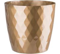B2C Flowerpot Round Plastic plant pot Crystal Modern Decorative Small Medium Large 7 sizes 9 coolours (Gold, 16 cm)