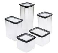 B2C Food Storage Box Container Tall Kitchen Cupboard Organizer Plastic Clear Set Of All 5 Containers