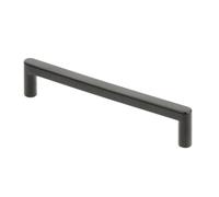 B2C Furniture Pull Handle Cabinet Door Kitchen Drawer Long D Front Fix Pulls Industrial Style Minimalistic Modern with Screws Cupboard Wardrobe (Black Matt, 138mm (128mm Hole Centre))