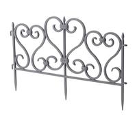 B2C Garden Fencing Lawn Edging Tree Fence Low Barrier Plastic Picket 2.45m per Pack 28cm Tall Classic Style (Grey)