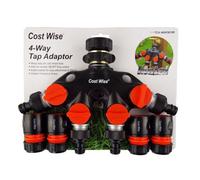 B2C Garden Hose All Connectors Fittings Universal Standard Hozelock Compatible Black 4-Way Tap Splitter + 4 X Female Connector