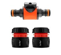 B2C Garden Hose All Connectors Fittings Universal Standard Hozelock Compatible Black In-Line Valve + 2 Connectors