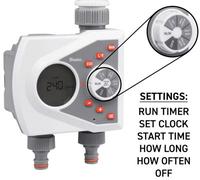 B2C Garden Hose Connectors Fittings Universal Standard Hozelock Compatible White 2 Way Timer