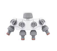 B2C Garden Hose Connectors Fittings Universal Standard Hozelock Compatible White 4 Way Splitter