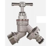 B2C Garden Outside Tap 1/2 & 3/4 Quick Connector Hose Plug Various Models Lever Nickel Plated Brass Bib (Barbed) 1/2"