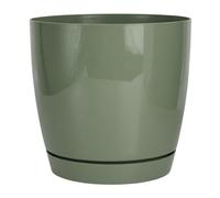 B2C Gloss Flowerpot Planter Pot With Saucer Plastic Modern Pre Drilled Round Tray High Gloss Lightweight Cover Drip Tray (Green Tea, 4.4L)