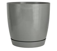 B2C Gloss Flowerpot Planter Pot With Saucer Plastic Modern Pre Drilled Round Tray High Gloss Lightweight Cover Drip Tray (Concrete, 4.4L)