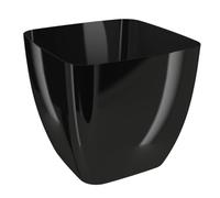 B2C Glossy Square Flower Pot Planter Modern Plastic Indoor Outdoor Plant Pot, Lightweight Decorative Planter for Home & Garden, Weather-Resistant, high gloss smooth finish (Black, W20cm x H18.5cm)