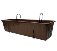 B2C Hanging Flowerpot Planter Box Fencing Balcony Hook Pot Plastic Long Garden Plant L40Cm X W18Cm X H14Cm Brown