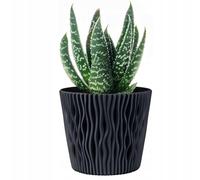 B2C Indoor Plant Pots with Insert Plastic Flowerpot Small Large Planter Home Decor Wavy Grooves Texture Removable insert (Anthracite, 22.5cm)