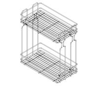 B2C Kitchen Cargo Pull Out Basket 2 Tier Soft Closing Cabinet Storage Wire Drower Organizer Soft Close Metal Caddy With Slides (Silver, 300mm)