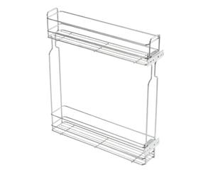 B2C Kitchen Cargo Pull Out Basket 2 Tier Soft Closing Cabinet Storage Wire Drower Organizer Soft Close Metal Caddy With Slides (Silver, 150mm)