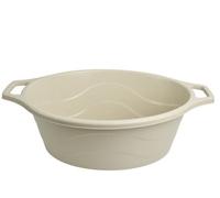 B2C Laundry Basket Bowl Bin Plastic Oval Storage 12L With Handles Washing Beige