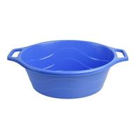 B2C Laundry Basket Bowl Bin Plastic Oval Storage 12L With Handles Washing Blue