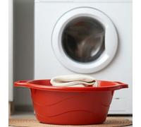 B2C Laundry Basket Bowl Bin Plastic Oval Storage 12L With Handles Washing Red