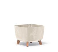 B2C Low Planter Flower Pot With Legs Insert Square Decorative Indoor Outdoor Cream Concrete Medium