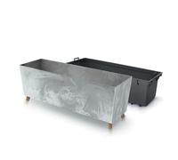 B2C Low Rectangle Concrete Planter Floor Standing Indoor Outdoor Patio Plant Pot 3 Colours Grey Black (Concrete)