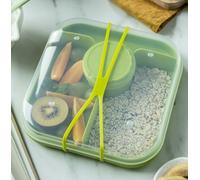 B2C Mini Lunch Box Divided Sections School Nursery Trip Low Design Space Saving Green