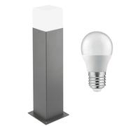 B2C Modern Outdoor Luminaire Garden Bollard Post Light IP44 LED Pathway Lamp with E27 Socket for Patio, Driveway & Garden Path Mains Powered (50cm Lamp, Neutral White - 4000K)