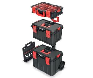 B2C Modular Storage Tool Box On Wheels Large Mobile Tray Compartment Stackable Lockable Portable Workshop Garage Equipment Organizer (Tool box set)