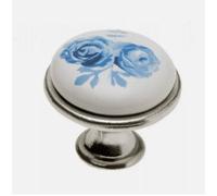 B2C Multi Coloured Ceramic Knobs Drawer Pull Cupboard Door Knobs Porcelain China Rose Antique Silver