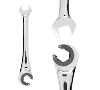 B2C Open End Wrench with Semi-Open Ratchet Combination Spanner Flare Nut Garage Workshop 8mm - 19mm Mechanic Home DIY (19mm)