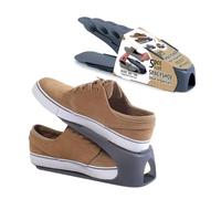 B2C Pack of 4 Shoe Slots Size UK Organiser Shoe Stacking Space Saver Racks Universal Fit Closet Footwear holder Compact (Anthracite, UK SIZE 1 to 5)