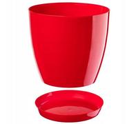 B2C Plant Flower Pot Plastic 20 Colours 9 Sizes Gloss Pots Planter Saucer Tray Deco Red 23Cm