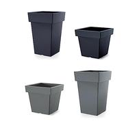 B2C Plant Flower Pot Square Low Planter Pot 3 Sizes Garden Patio Home Large Modern (15.2 Litres Low, Grey)