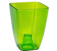 B2C Plant Orchid Pot Plastic 8 Colours Gloss Oval Planter Transparent Clear 12 cm (Green transparent, Square)