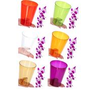 B2C Plant Orchid Pot Plastic 8 Colours Gloss Oval Planter Transparent Clear 12 cm (Orange transparent, Round)