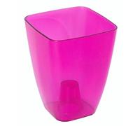 B2C Plant Orchid Pot Plastic 8 Colours Gloss Oval Planter Transparent Clear 12 cm (Pink transparent, Square)