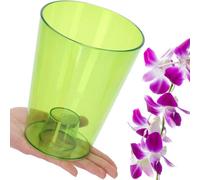 B2C Plant Orchid Pot Plastic Gloss Oval Planter 12 Cm Green Transparent Round