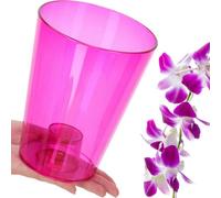 B2C Plant Orchid Pot Plastic Gloss Oval Planter 12 Cm Pink Transparent