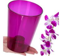 B2C Plant Orchid Pot Plastic Gloss Oval Planter 12 Cm Purple Transparent