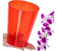 B2C Plant Orchid Pot Plastic Gloss Oval Planter 12 Cm Red Round