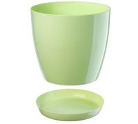B2C Plant Pot Flower 20 Colours 9 sizes Gloss Plastic Plant Pots Planter Saucer Tray Deco (12 cm/ 4.7 inch, Pastel Green)