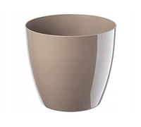 B2C Plant Pot Flower 20 Colours 9 sizes Gloss Plastic Plant Pots Planter Saucer Tray Deco (16 cm/ 6.3 inch, Beige)