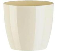 B2C Plant Pot Flower 20 Colours 9 sizes Gloss Plastic Plant Pots Planter Saucer Tray Deco (18 cm/ 7.1 inch, Ecru)