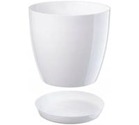 B2C Plant Pot Flower 20 Colours 9 sizes Gloss Plastic Plant Pots Planter Saucer Tray Deco (20 cm/ 7.9 inch, White)