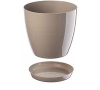 B2C Plant Pot Flower 20 Colours 9 sizes Gloss Plastic Plant Pots Planter Saucer Tray Deco (23 cm/ 9 inch, Beige)