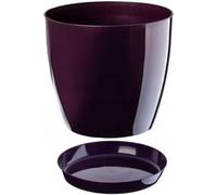 B2C Plant Pot Flower 20 Colours 9 sizes Gloss Plastic Plant Pots Planter Saucer Tray Deco (23 cm/ 9 inch, Plum)