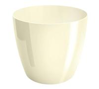 B2C Plant Pot Flower 20 Colours 9 sizes Gloss Plastic Plant Pots Planter Saucer Tray Deco (9.5 cm/ 3.7 inch, Ecru)