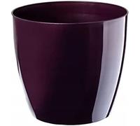 B2C Plant Pot Flower 20 Colours 9 sizes Gloss Plastic Plant Pots Planter Saucer Tray Deco (9.5 cm/ 3.7 inch, Plum)
