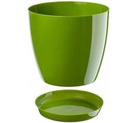 B2C Plant Pot Flower 20 Colours 9 sizes Gloss Plastic Plant Pots Planter Saucer Tray Deco (9.5 cm/ 3.7 inch, Green)